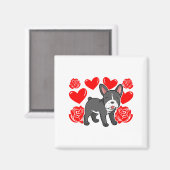 Love Heart Valentines Day Roses French Bulldog Bo  Magnet (Vorderseite/Rückseite)