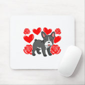 Love Heart Valentines Day Roses French Bulldog Bo  Mousepad (Mit Mouse)