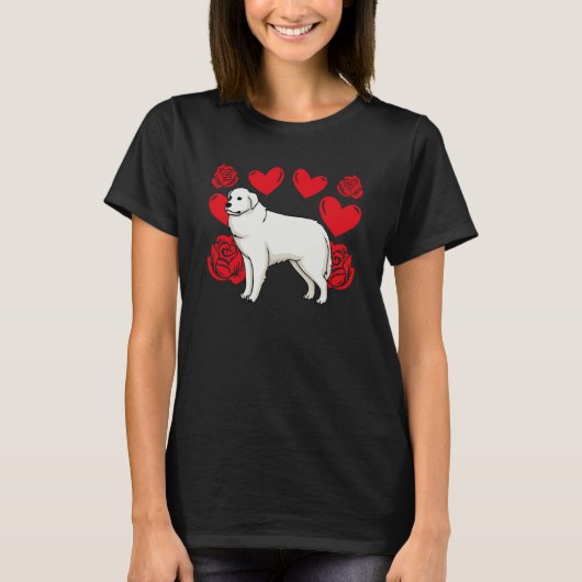 Love Heart Valentine's Day Roses Great Pyrenees Bo T-Shirt (Vorderseite)