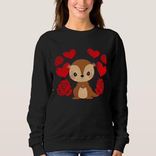 Love Heart Valentine's Day Roses Otter Boys Kids Sweatshirt (Vorderseite)