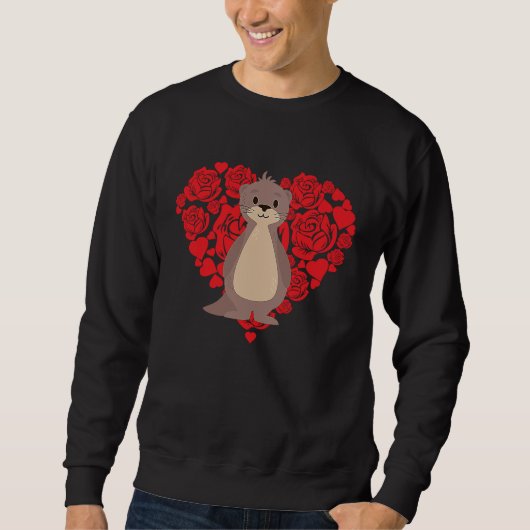 Love Heart Valentine's Day Roses Sea Otter Boys Ki Sweatshirt (Vorderseite)