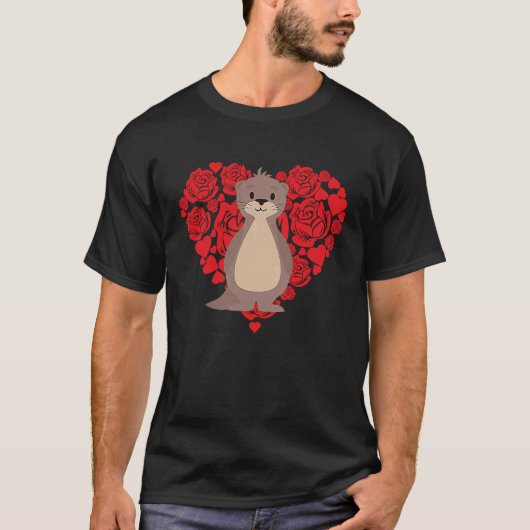 Love Heart Valentine's Day Roses Sea Otter Boys Ki T-Shirt (Vorderseite)