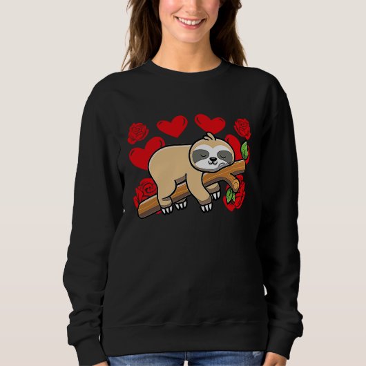 Love Heart Valentine's Day Roses Sloth Boys Kids Sweatshirt (Vorderseite)