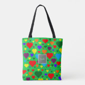 Love Hearts auf Grün Tasche (Rückseite)