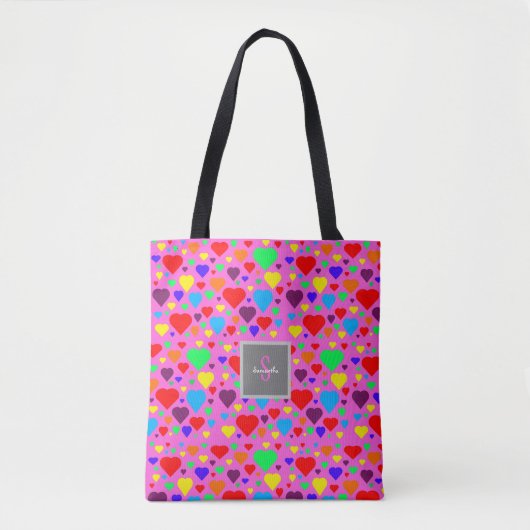 Love Hearts auf Rosa Tasche (Vorderseite)