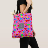 Love Hearts auf Rosa Tasche (Von Nahem)