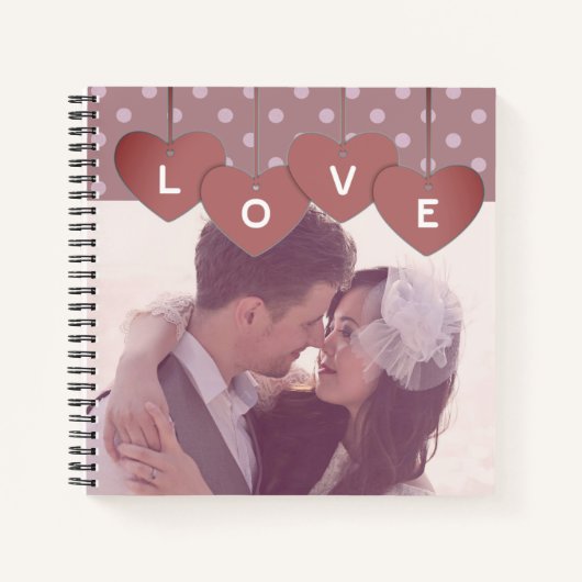 Love Hearts Banner Custom Wedding Photo Notizblock (Vorderseite)