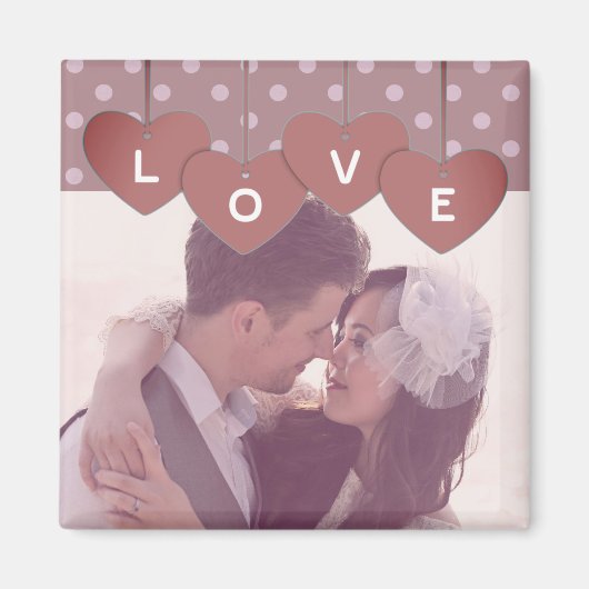 Love Hearts Banner Romantic Overlaid Custom Photo Magnet (Vorne)