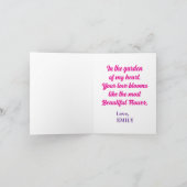 Love Hearts Cute Cat and Roses Valentines Day Karte (Innenseite)