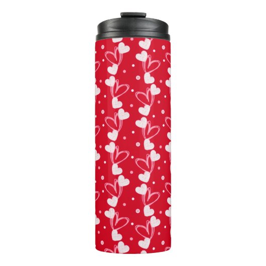 Love Hearts Doddles, Red, Thermal Tumbler Thermosbecher (Vorderseite)
