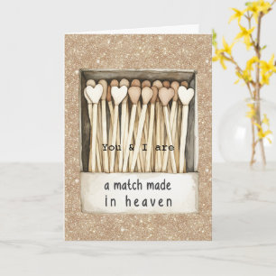 Love Hearts Match Made in Heaven Gold Glitter auf  Karte