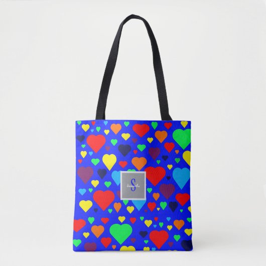 Love hearts on Blue Tote bag Tasche (Vorderseite)
