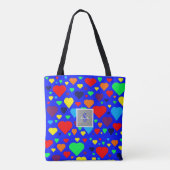Love hearts on Blue Tote bag Tasche (Rückseite)