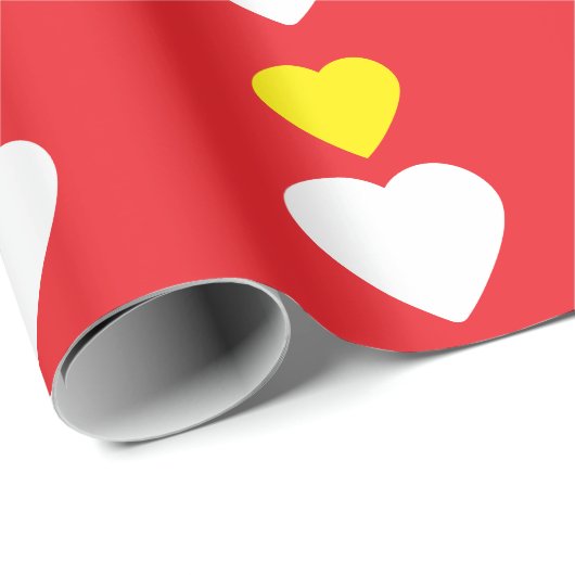 Love Hearts on Bright Red Classical Unique Simple Geschenkpapier (Rolleneckpunkt)