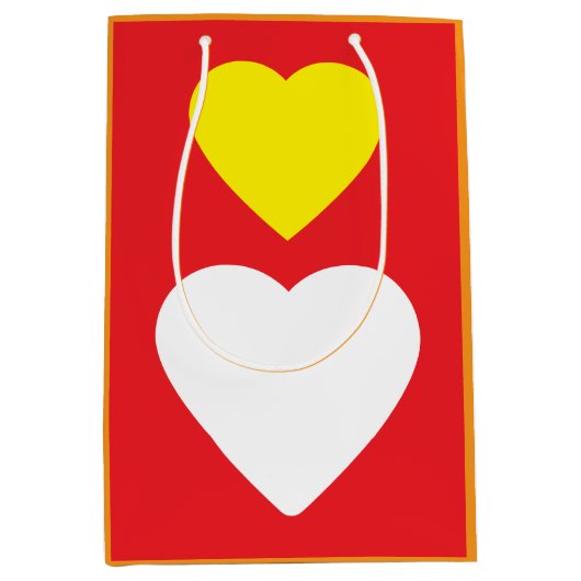 Love Hearts on Bright Red Classical Unique Simple Mittlere Geschenktüte (Vorderseite)