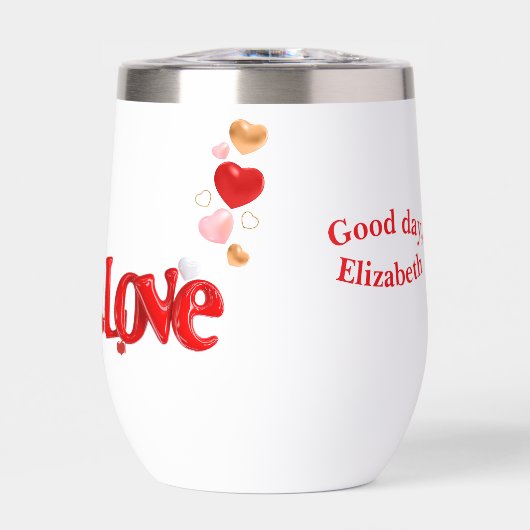 Love & Hearts Personalized Water Bottle (Vorderseite)