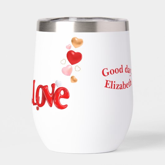 Love & Hearts Personalized Water Bottle (Rückseite)