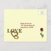 Love Hearts & Red Rose Wedding RSVP Menu Postcard Einladungspostkarte (Rückseite)