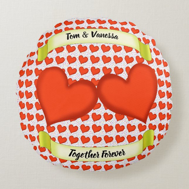 Love Hearts Round Pillow Rundes Kissen (Vorderseite)