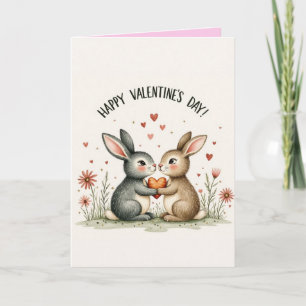 Love Hearts Süßer Hase Rosen Valentinstag Feiertagskarte