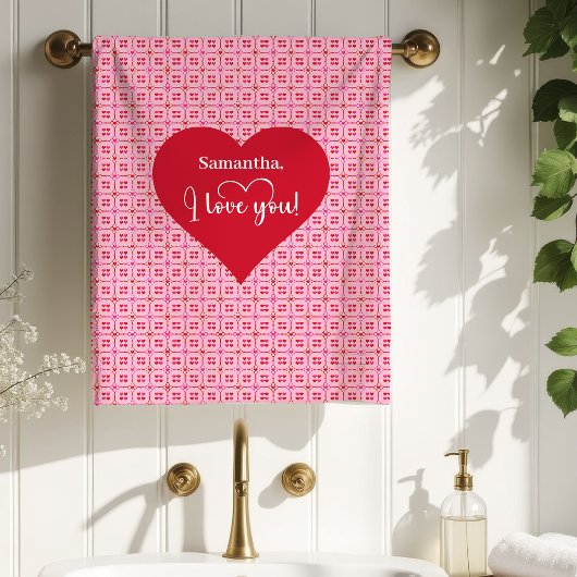 Love Hearts Valentine Bath Towel Gift for Husband Badhandtuch Set