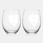 Love Hearts Wedding Engagement Drinkware Set Weinglas Ohne Stiel (Vorderseite)