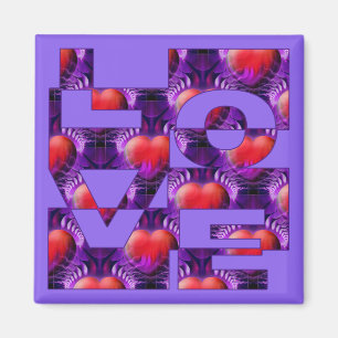 LOVE Herzen   lila Magnet