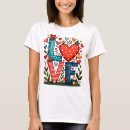 LOVE - Herzen und Blumen T-Shirt