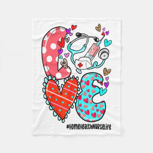 Love Home Health Nurse Life Heart Valentines Day Fleecedecke (Vorderseite)