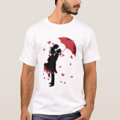 Love Hug With Red Umbrella Valentine's Day T-Shirt (Vorderseite)