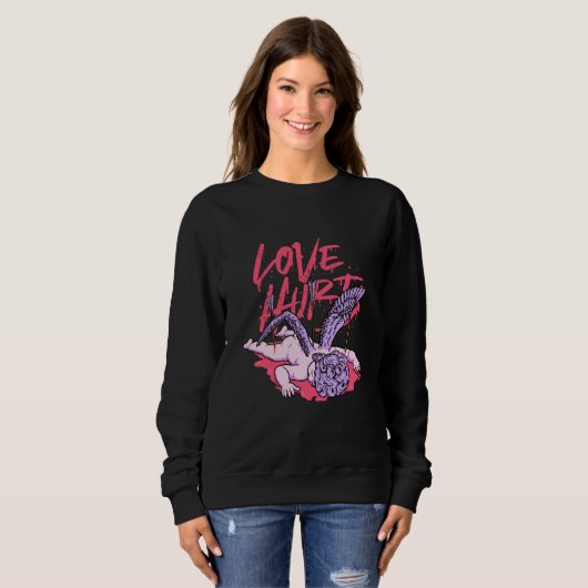 Love Hurts Broken Sad Cupid Valentines Day Emo Bro Sweatshirt (Vorne ganz)
