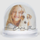 Love in Black Script Heart Photo Schneekugeln (Vorderseite)