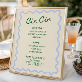 Love in Bloom Blue Green Cin Cin Bar Menu Poster