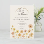 Love In Bloom Boho QR Code Bridal Shower  Einladung (Stehend Vorderseite)