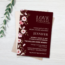Love in Bloom Burgundy Floral Bridal Shower Einladung