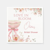 Love in Bloom Champagne Pink Bow Bridal Shower Serviette (Vorderseite)