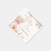 Love in Bloom Champagne Pink Bow Bridal Shower Serviette (Ecke)