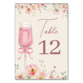 Love in Bloom Champagne Pink Bow Bridal Shower Tischnummer (Rückseite)