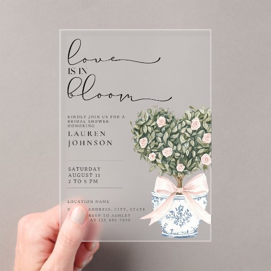 Love in Bloom Chinoiserie Blush Pink Bridal Shower Acryleinladungen (Insitu (Handheld))