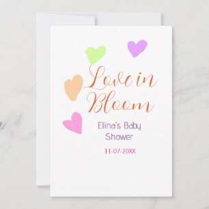 Love in Bloom farbenfrohes Herz Baby Shower Name R Einladung