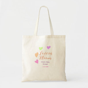 Love in Bloom farbenfrohes Herz Baby Shower Name R Tragetasche