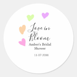 Love in Bloom farbenfrohes Herz Junggesellinnenabs Runder Aufkleber