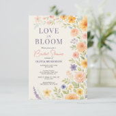 Love In Bloom Floral Bridal Shower Einladung (Stehend Vorderseite)
