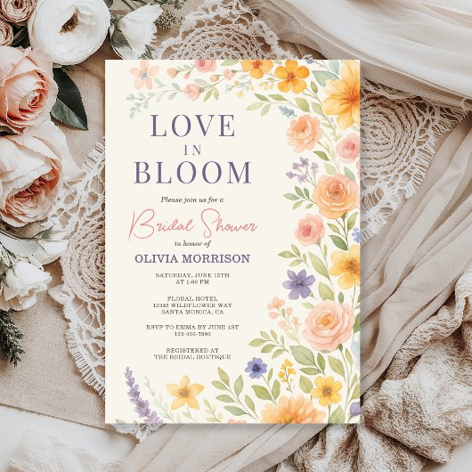 Love In Bloom Floral Bridal Shower Einladung