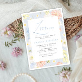 Love in bloom Modern Blue Flowers Bridal Shower   Einladung