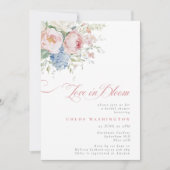 Love in Bloom Pastel Pink & Blue Bridal Shower Einladung (Vorderseite)
