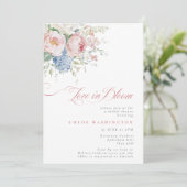 Love in Bloom Pastel Pink & Blue Bridal Shower Einladung (Stehend Vorderseite)