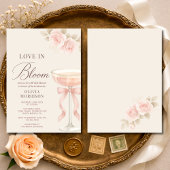 Love in Bloom Pink Champagne Bow Bridal Shower Einladung