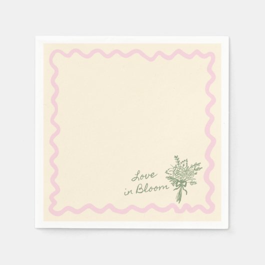 Love in Bloom Sage Pink Bridal Shower Serviette (Vorderseite)