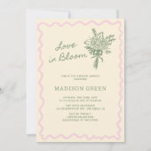 Love in Bloom Whimsical Handwritten Bridal Shower Einladung (Vorderseite)